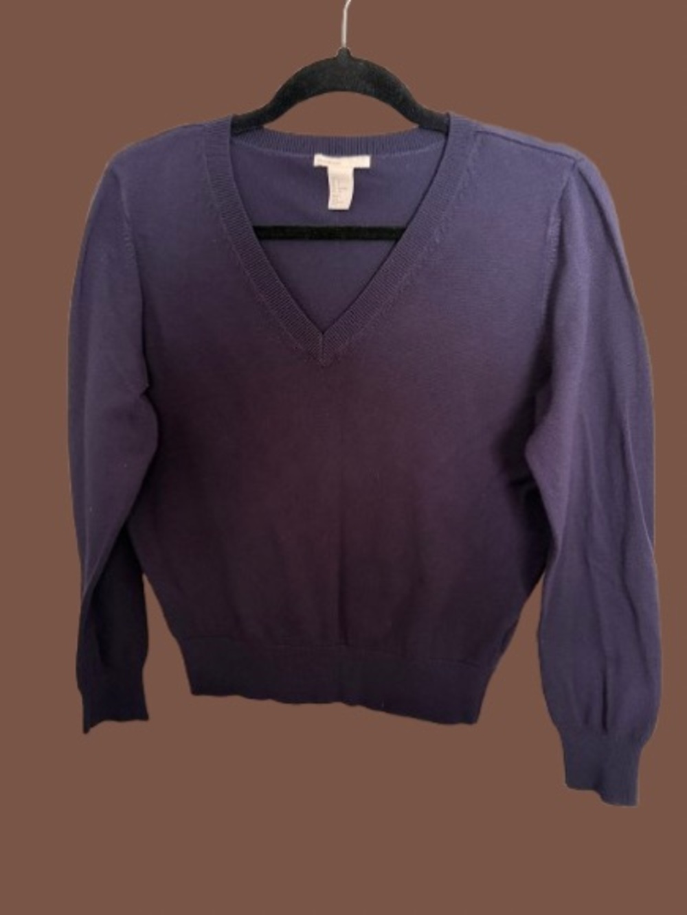 H&M Basics Women's Fine Knit V-Neck Sweater - Navy | Size Small